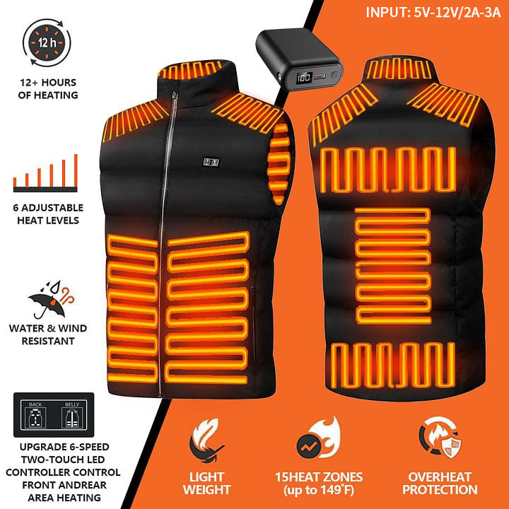 Unisex smart heated vest (including portable battery)