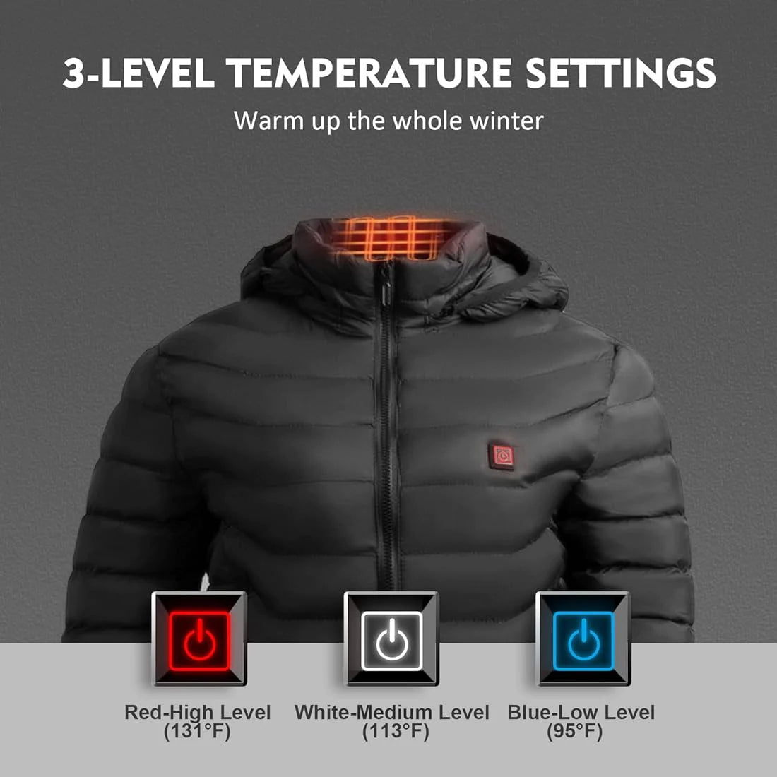 Men's 8 Zones Heated Puffer Jacket